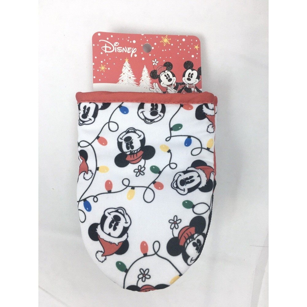 Disney Mickey Minnie Mouse 2pk Christmas Lights Mini Oven Mitts White Pot Holder